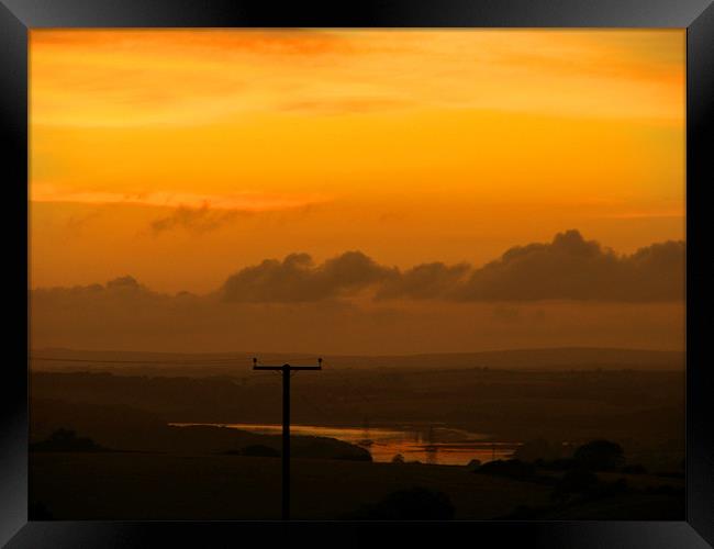 Sundown. Pembrokeshire,Wales. Framed Print by paulette hurley