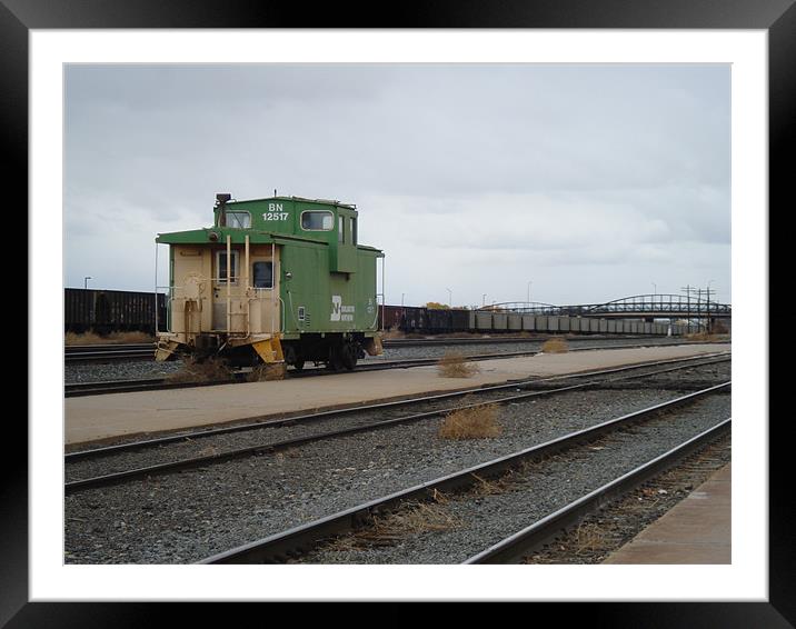 Caboose in green Framed Mounted Print by Patti Barrett
