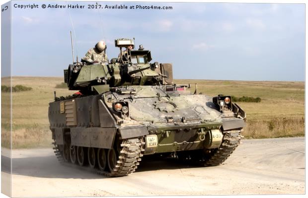 A United States Army Bradley Fighting Vehicle  Canvas Print by Andrew Harker
