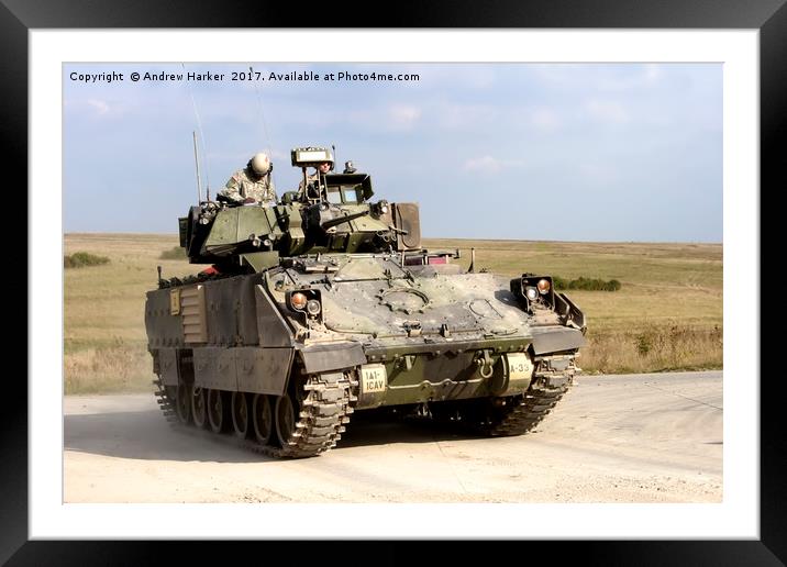 A United States Army Bradley Fighting Vehicle  Framed Mounted Print by Andrew Harker