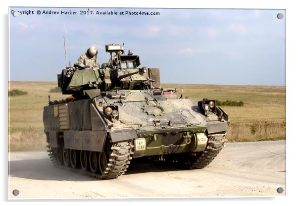 A United States Army Bradley Fighting Vehicle  Acrylic by Andrew Harker