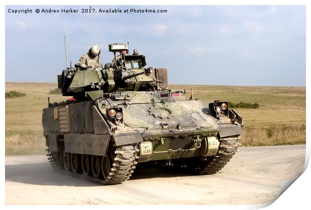 A United States Army Bradley Fighting Vehicle  Print by Andrew Harker