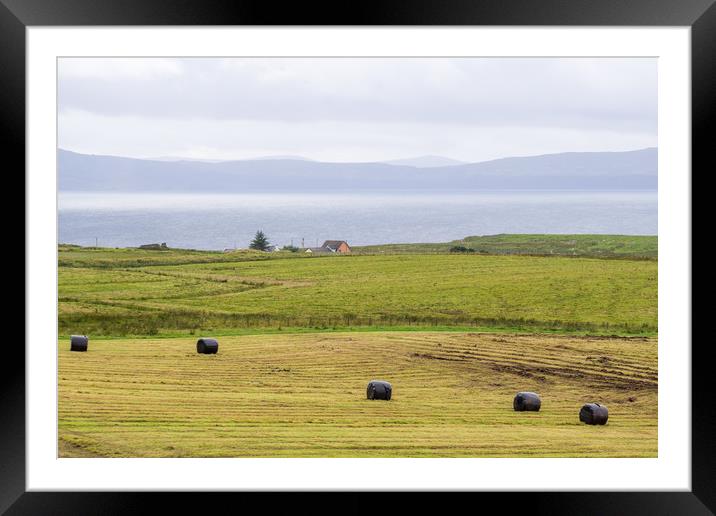 Remote House and Hay Bales on the Isle Of Skye Framed Mounted Print by Maarten D'Haese