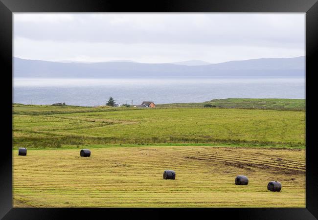 Remote House and Hay Bales on the Isle Of Skye Framed Print by Maarten D'Haese