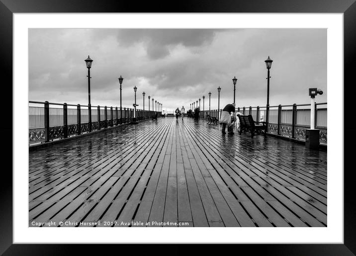 Rainy Pier Framed Mounted Print by Chris Horsnell
