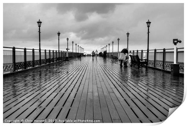 Rainy Pier Print by Chris Horsnell