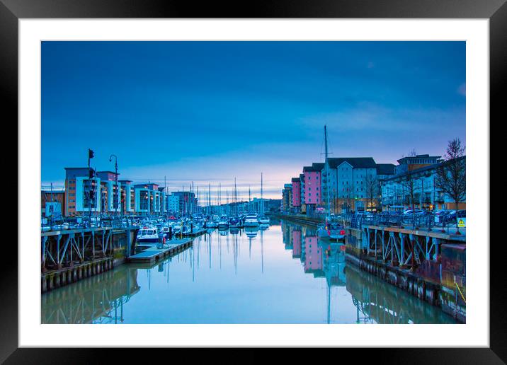 Portishead Marina  The Old Lock Gates Framed Mounted Print by Martin Waters