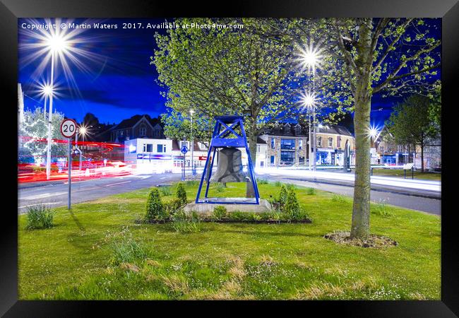 Battery Point Bell, Portishead with Light Trails Framed Print by Martin Waters
