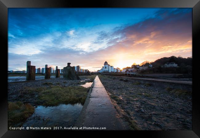 Portishead Pier Sunset Framed Print by Martin Waters
