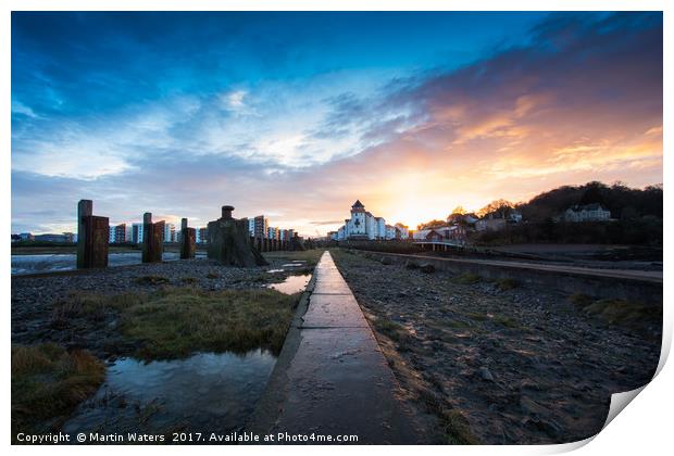 Portishead Pier Sunset Print by Martin Waters