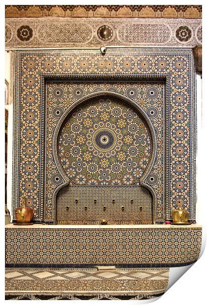 Fountain, Fes, Morocco Print by Carole-Anne Fooks