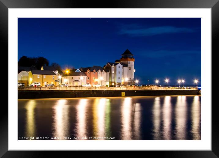 Portishead Seafront by Night Framed Mounted Print by Martin Waters