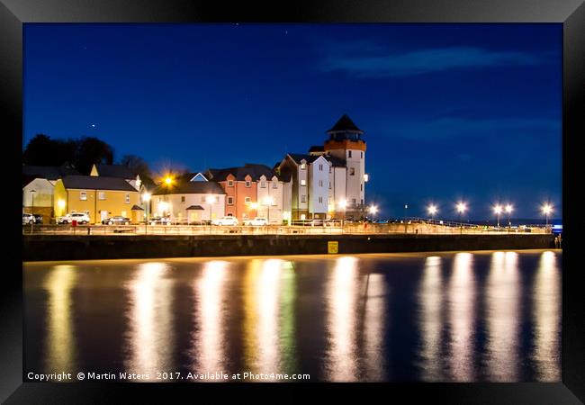 Portishead Seafront by Night Framed Print by Martin Waters