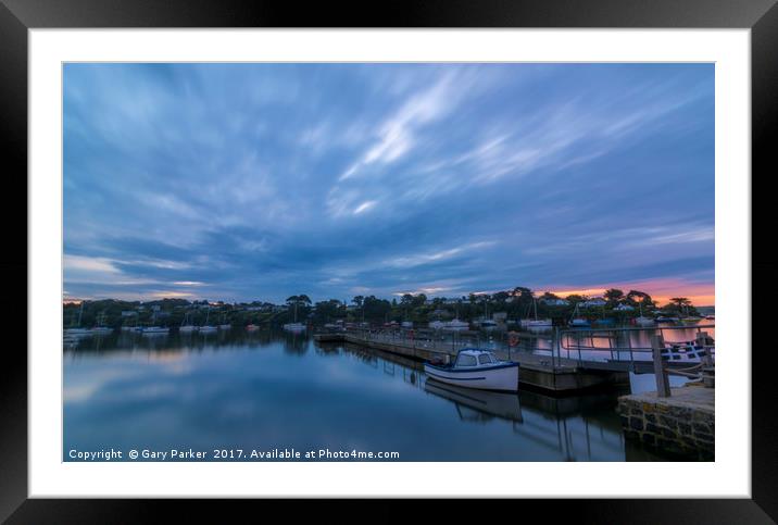 Dawn on the river Fal in Cornwall, England Framed Mounted Print by Gary Parker
