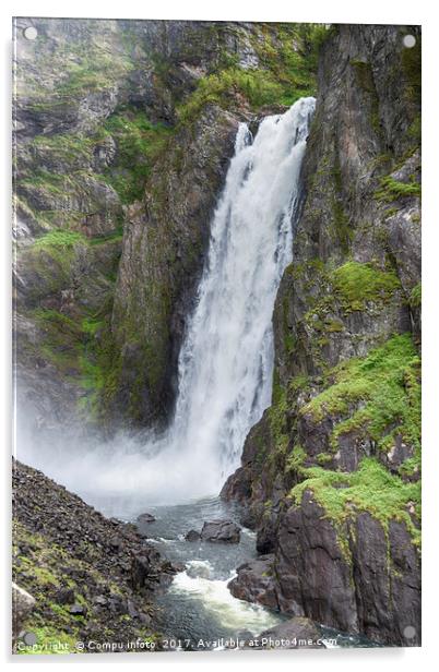 voringfossen waterfall in Norway Acrylic by Chris Willemsen