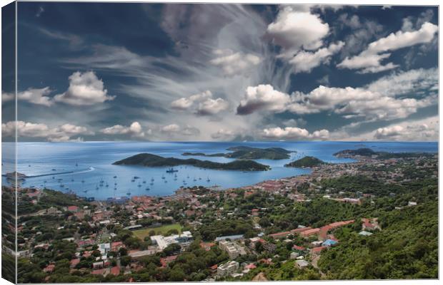 St Thomas Bay from Mountains Canvas Print by Darryl Brooks