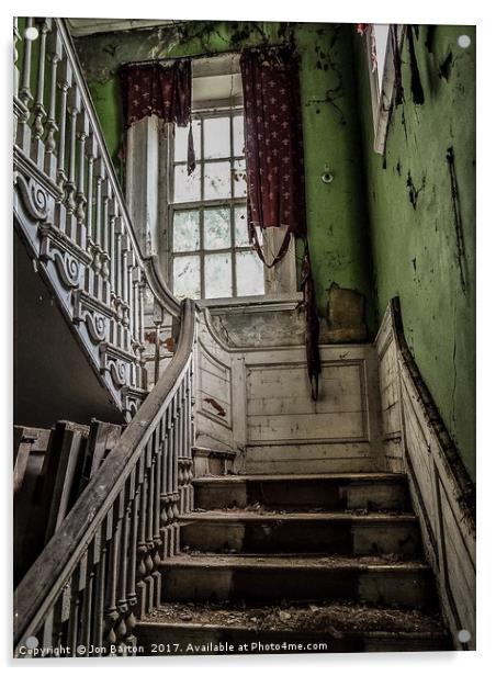 The manor stairs. Acrylic by Jon Barton