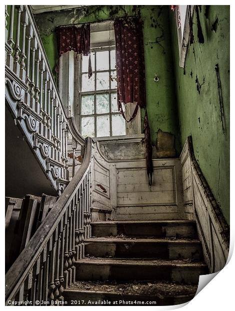 The manor stairs. Print by Jon Barton