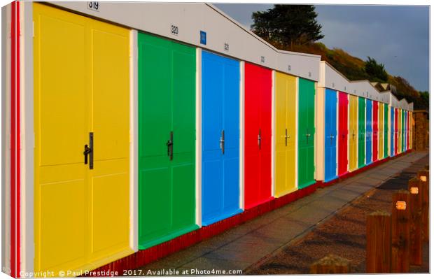 Colourful Beach Huts at Exmouth Canvas Print by Paul F Prestidge