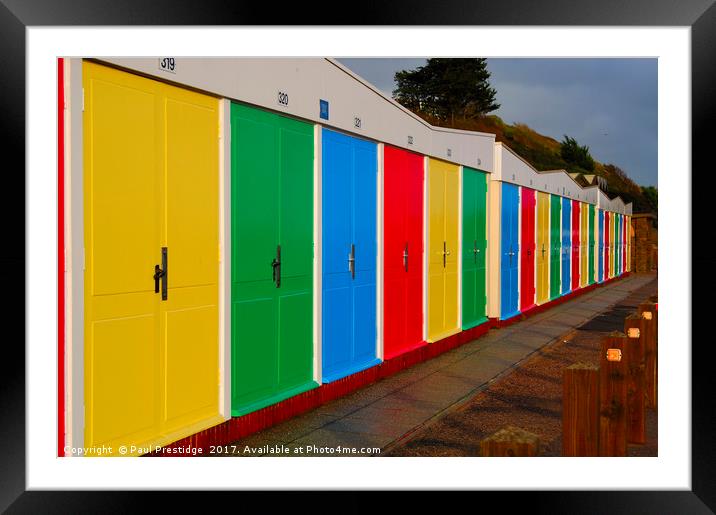Colourful Beach Huts at Exmouth Framed Mounted Print by Paul F Prestidge