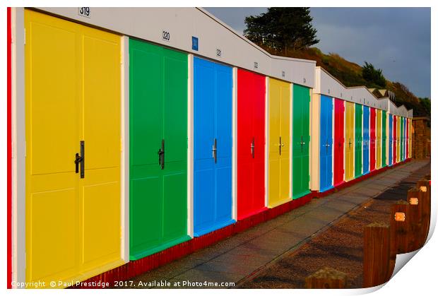 Colourful Beach Huts at Exmouth Print by Paul F Prestidge