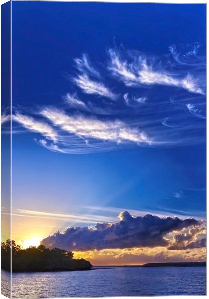 Blue sky sunrise landscape. Canvas Print by Geoff Childs