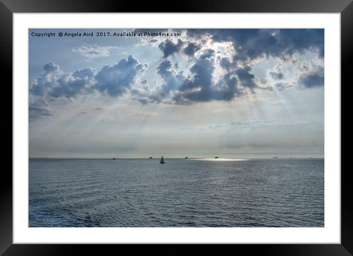  Sun-rays on the Solent. Framed Mounted Print by Angela Aird