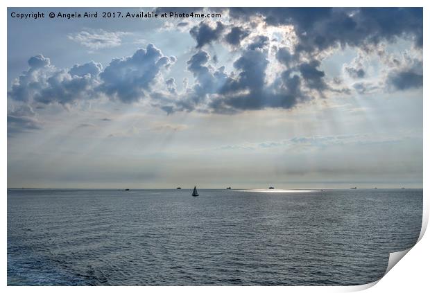  Sun-rays on the Solent. Print by Angela Aird