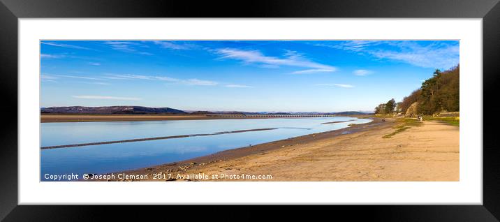 River Kent estuary and Arnside beach and viaduct Framed Mounted Print by Joseph Clemson