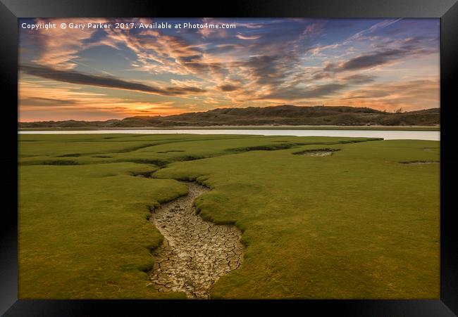 The river Ogmore, south Wales, at sunset. Framed Print by Gary Parker