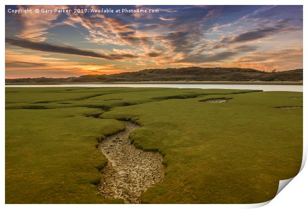 The river Ogmore, south Wales, at sunset. Print by Gary Parker