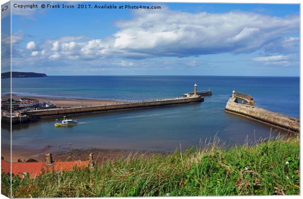 Whitby Harbour and its 2 piers Canvas Print by Frank Irwin