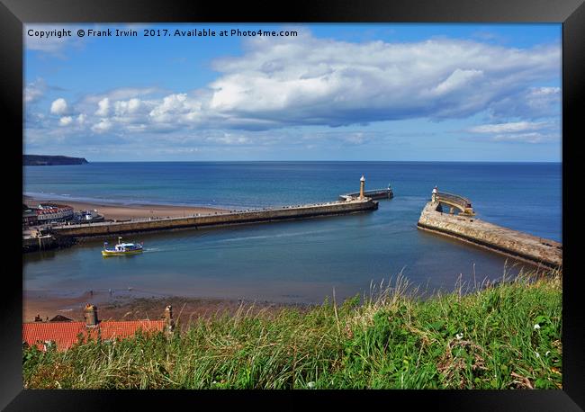 Whitby Harbour and its 2 piers Framed Print by Frank Irwin