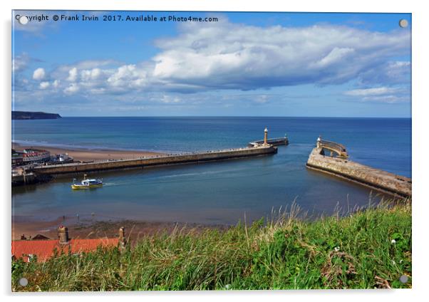Whitby Harbour and its 2 piers Acrylic by Frank Irwin