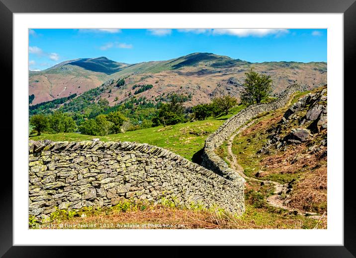 Towards the Fairfield Horseshoe from Silver How Framed Mounted Print by Nick Jenkins