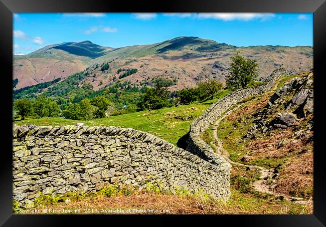 Towards the Fairfield Horseshoe from Silver How Framed Print by Nick Jenkins
