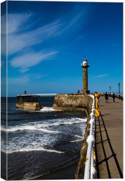 Whitby Bay Canvas Print by Joanna Pinder