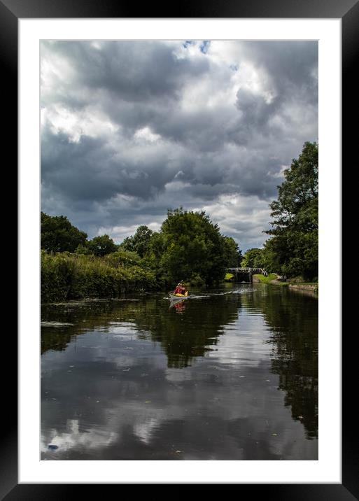 River Aire rower Framed Mounted Print by Joanna Pinder