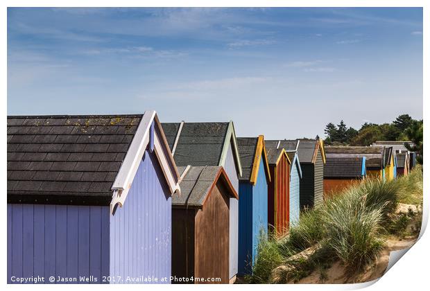 Beach huts up close Print by Jason Wells