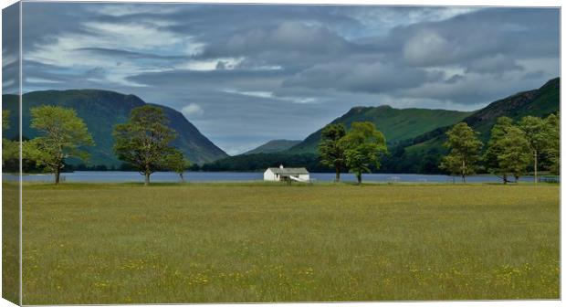 Lonely cottage on Buttermere                       Canvas Print by John Iddles