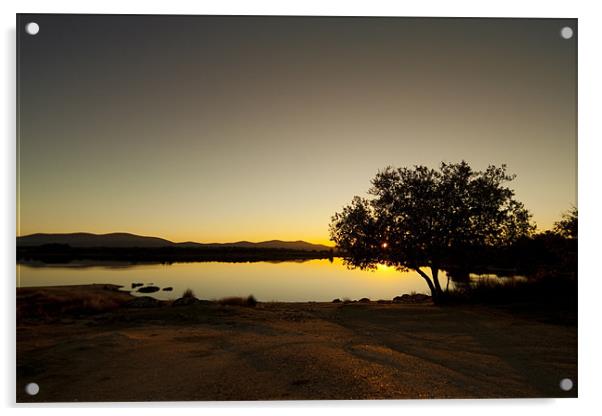 Sunset at Embalse de Ayuela Acrylic by Gabor Pozsgai