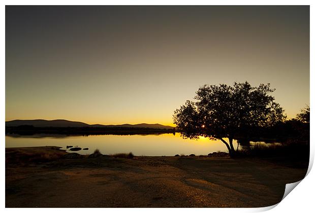 Sunset at Embalse de Ayuela Print by Gabor Pozsgai