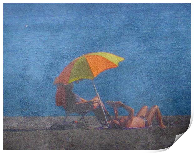 Beach Brolly Print by Gary Miles