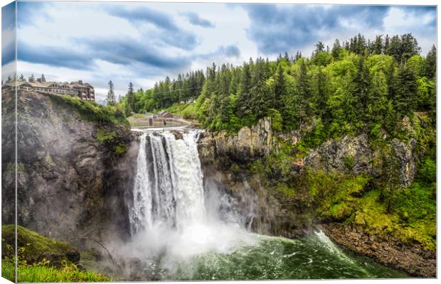 Snoqualmie Falls and Lodge in Summer Canvas Print by Darryl Brooks