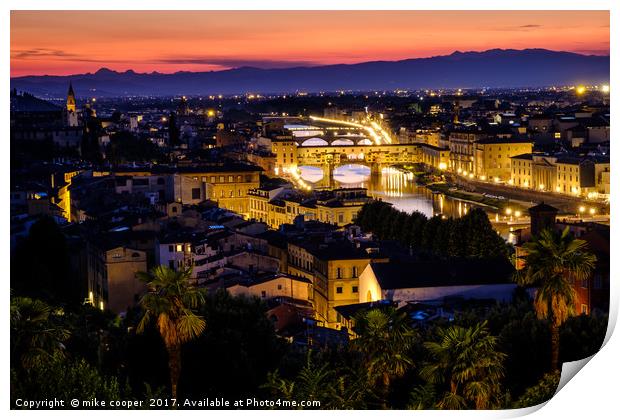 Florence over the Arno Print by mike cooper