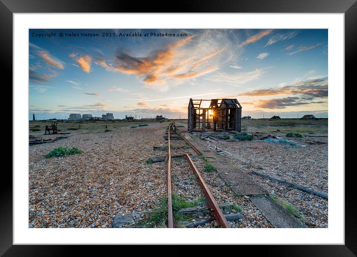 Sunset over the Net Hut Framed Mounted Print by Helen Hotson