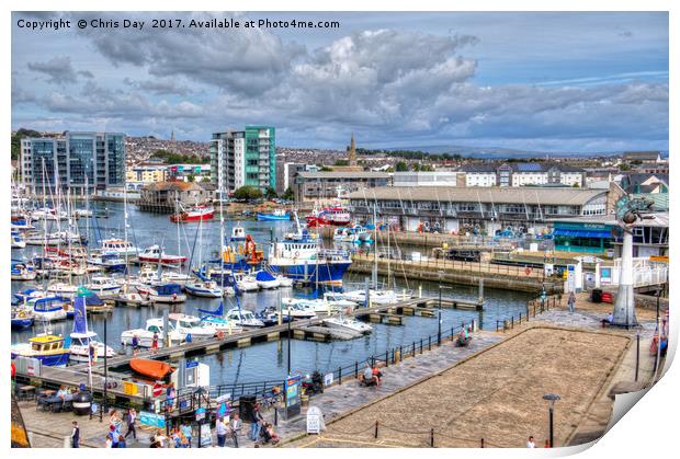 Sutton Harbour Plymouth Print by Chris Day