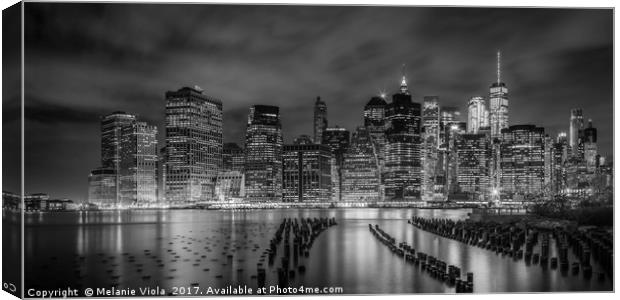 NEW YORK CITY Monochrome Night Impressions Canvas Print by Melanie Viola