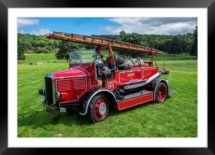 Dennis vintage fire engine Framed Mounted Print by Tony Bates