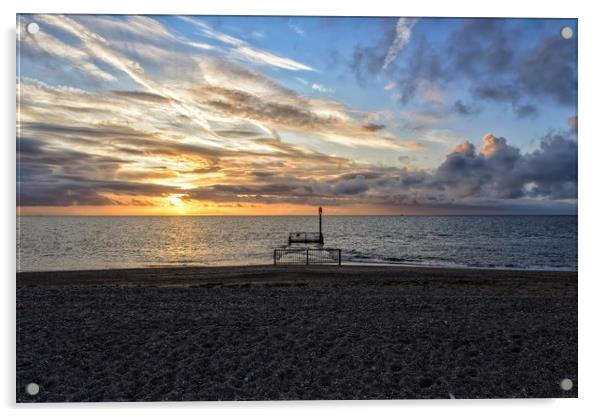 Sunset from Heacham South beach  Acrylic by Gary Pearson